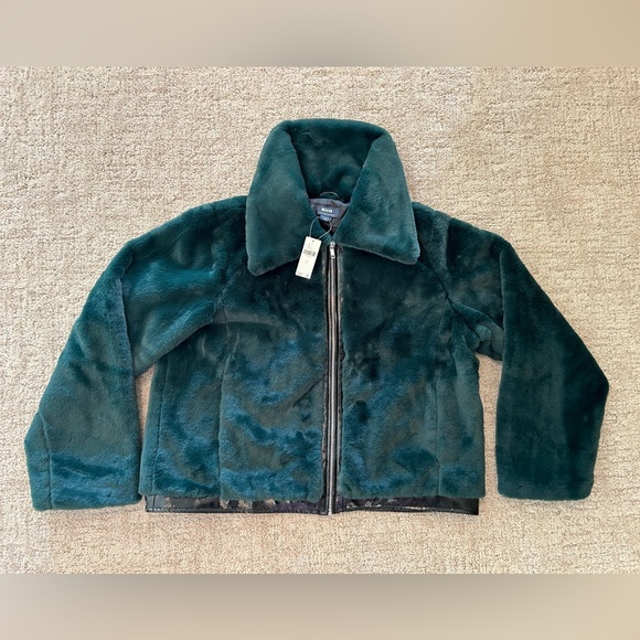 NWT Maeve Emerald Green Faux Fur Jacket - Picture 6 of 8